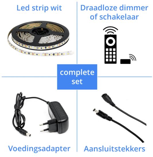 1 METER - 120 LEDS complete led strip set Helder Wit