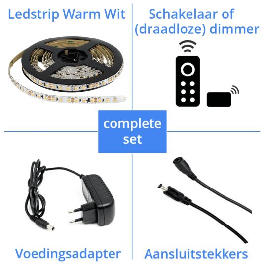 1 METER - 120 LEDS complete led strip set Warm Wit