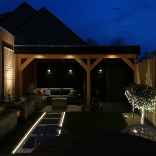 1 meter Neon LED flex Midi Recht Warm Wit - complete set neon verlichting met grondspiezen