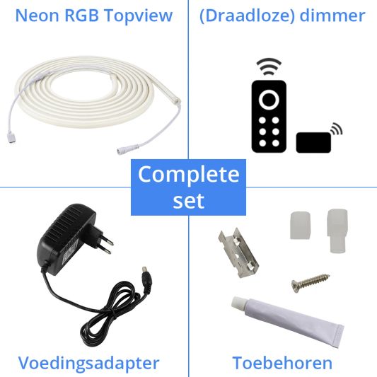 1 meter RGB Neon LED flex Midi Top View - complete set neon verlichting