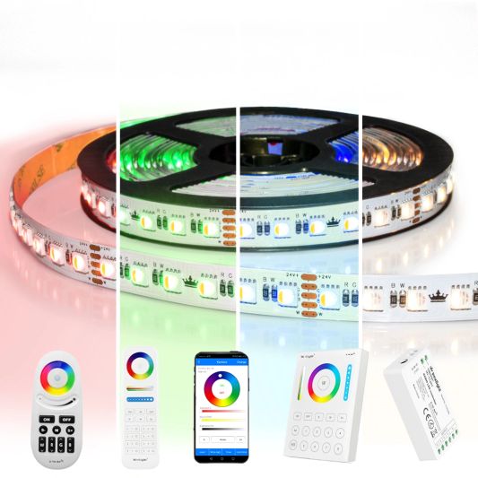 1 meter RGBW led strip complete set - Pro 96 leds per meter - Multicolor met Helder wit