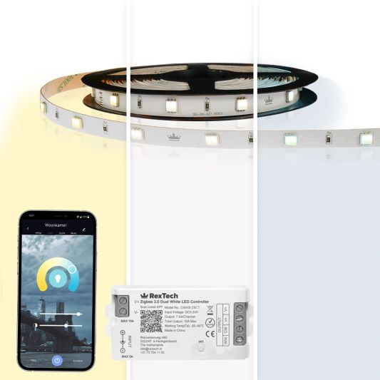 10 meter complete set Dual White led strip met Zigbee controller