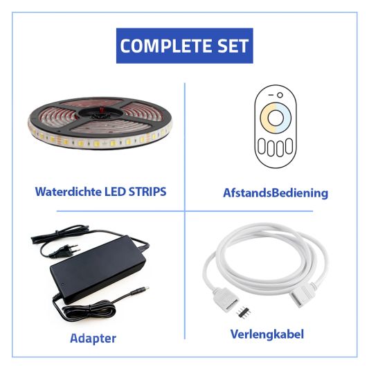 10 meter Dual White led strip voor buiten complete set