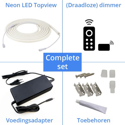 10 meter LED flex Dual White Midi Top View - complete set verlichting