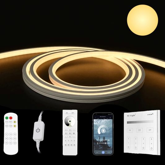 10 meter LED flex Warm Wit Midi Top View - complete set verlichting