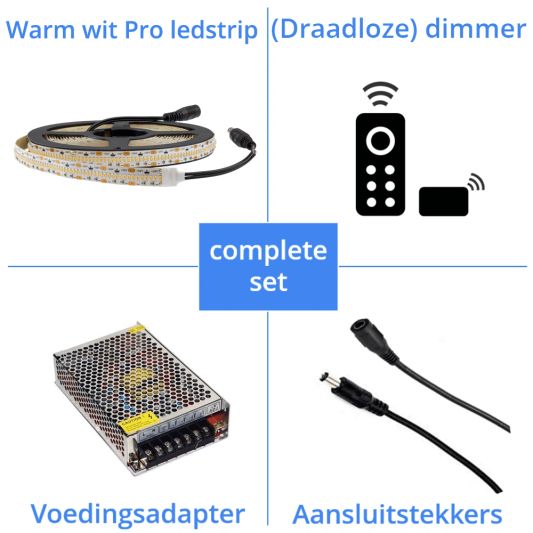 10 meter led strip Warm Wit Pro 420 - complete set