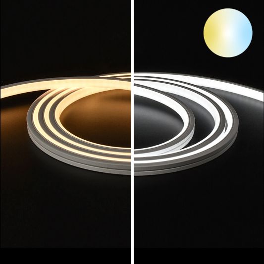 10 meter Neon Led Flex Dual White Midi Top View - losse strip