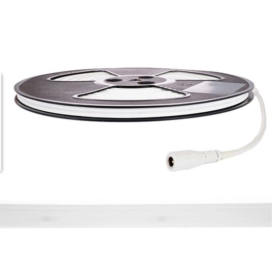 10 meter Neon LED flex Midi Recht Warm Wit - complete set neon verlichting met grondspiezen
