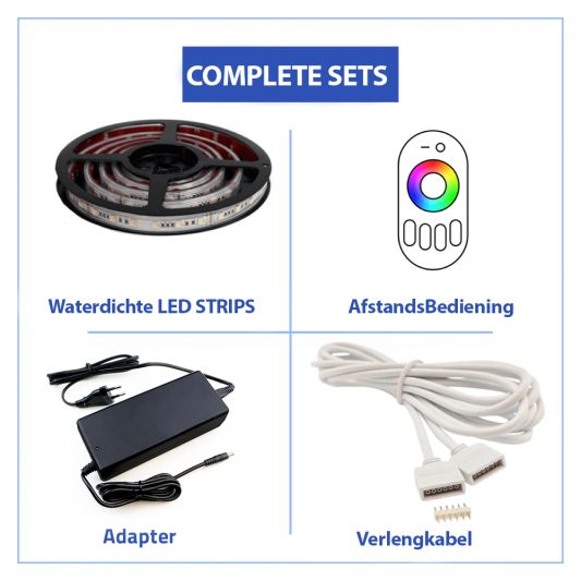 10 meter RGBWW led strip voor buiten complete set
