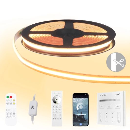10 meter Warm Wit led strip COB met 600 leds per meter - complete set