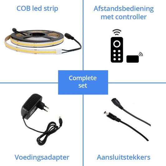 11 meter Helder Wit led strip COB met 504 leds per meter - complete set