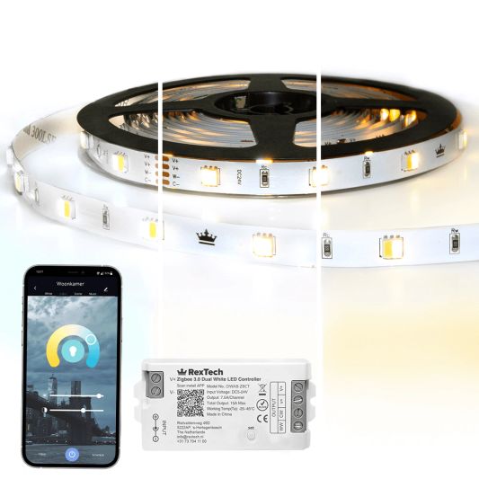 12 meter complete set Dual White led strip met Zigbee controller