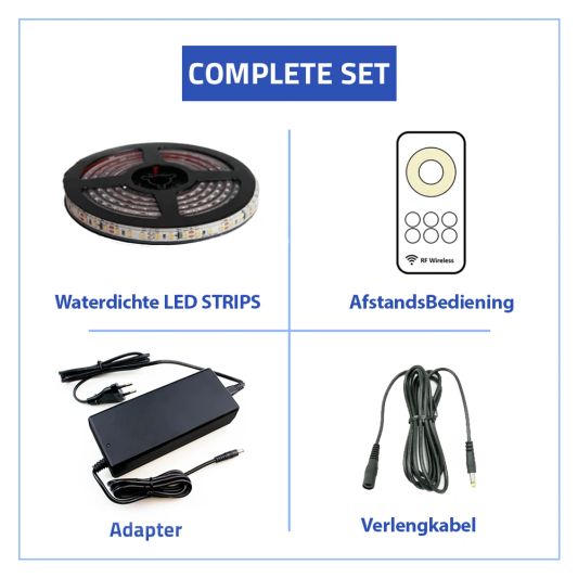 13 meter Helder Wit led strip voor buiten complete set