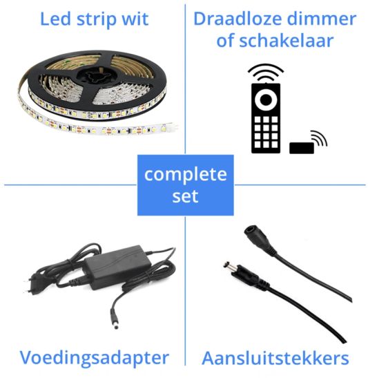 15 METER - 1800 LEDS complete led strip set Helder Wit