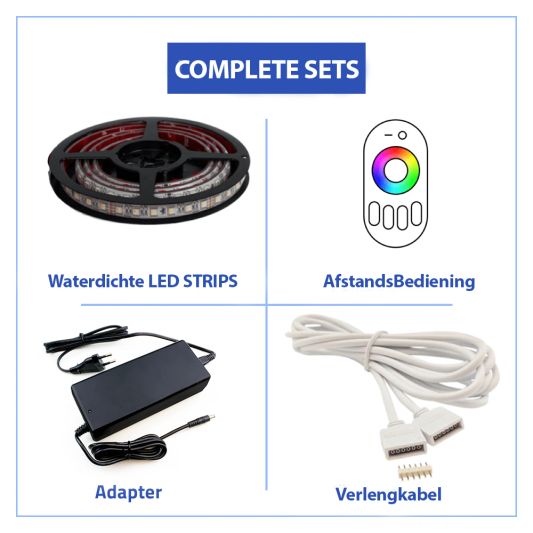 15 meter RGBW led strip voor buiten complete set