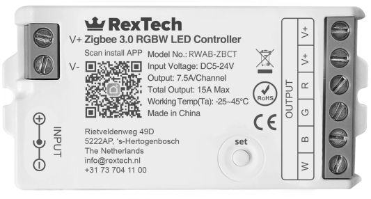 16 meter complete set RGBW led strip met Zigbee controller