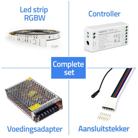 16 meter complete set RGBW led strip met Zigbee controller