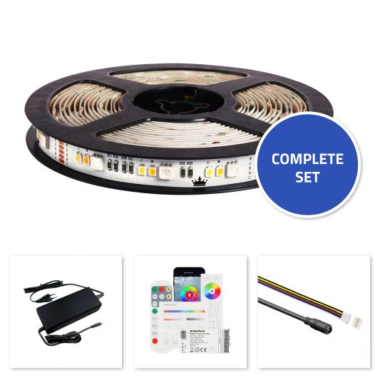 17 meter RGBWW led strip basic met 36 leds p/m - complete set