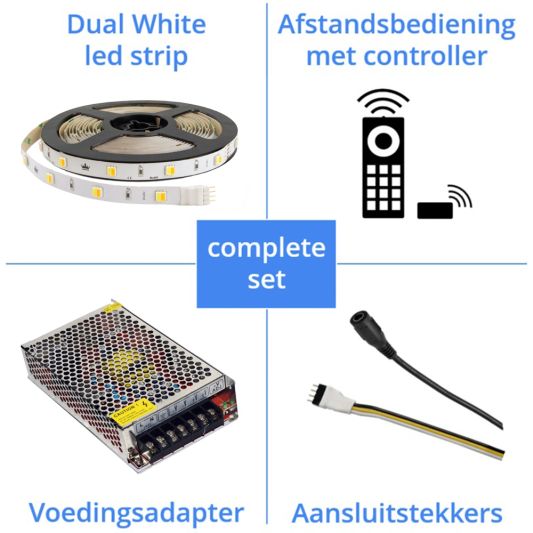 19 meter Dual White led strip complete set - Basic 1140 leds