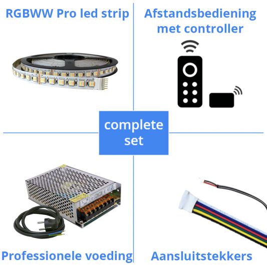 19 meter RGBWW led strip Pro met 1824 leds - complete set