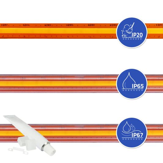 19 meter Warm Wit led strip COB met 600 leds per meter - complete set