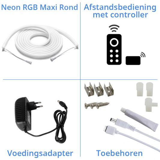 3 meter RGB Neon LED flex Maxi rond - complete set neon verlichting