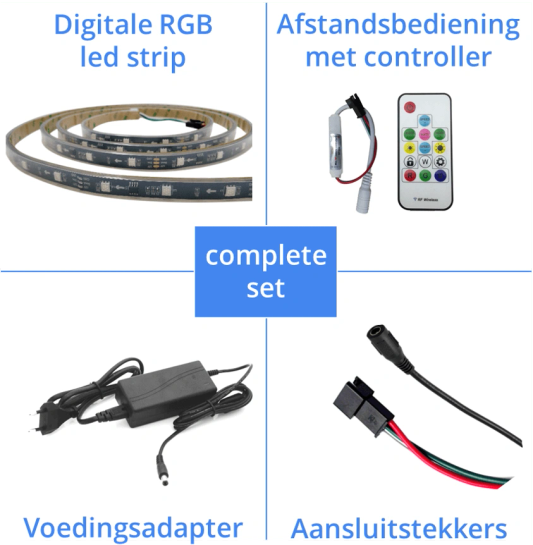 7,5 meter WS2811 digitale RGB led strip set - Basic