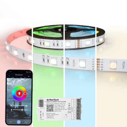 2 meter complete set RGBW led strip met Zigbee controller