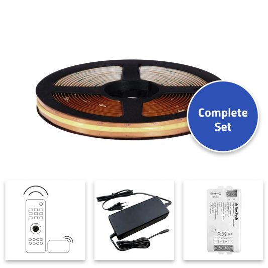 2 meter Helder Wit led strip COB met 600 leds per meter - complete set