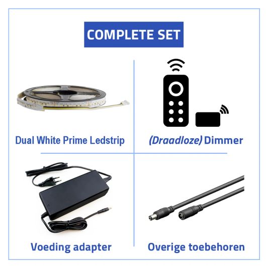 22 meter Dual White led strip complete set - Prime 608 leds