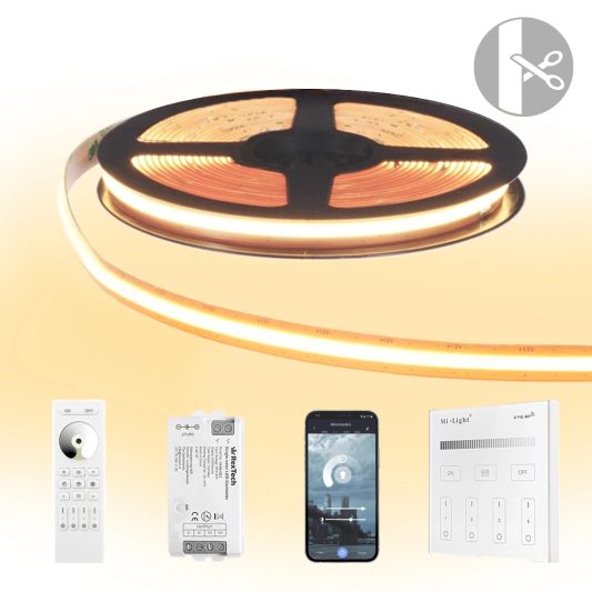 23 meter Warm Wit led strip COB met 600 leds per meter - complete set