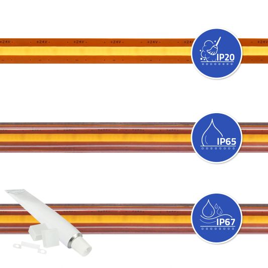 24 meter Helder Wit led strip COB met 600 leds per meter - complete set