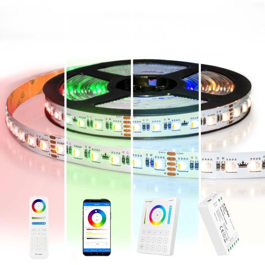 24 meter RGBW led strip complete set - Pro 96 leds per meter - Multicolor met Helder wit