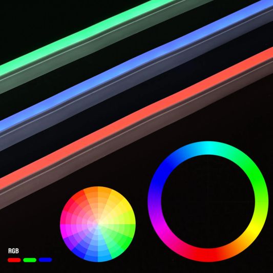 3 meter RGB Neon LED flex Midi Recht - complete set neon verlichting