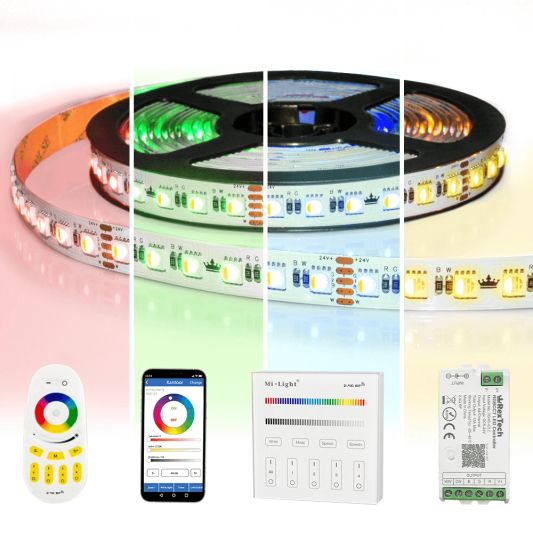 30 meter RGBW led strip complete set - Pro 96 leds per meter - Multicolor met Warm wit