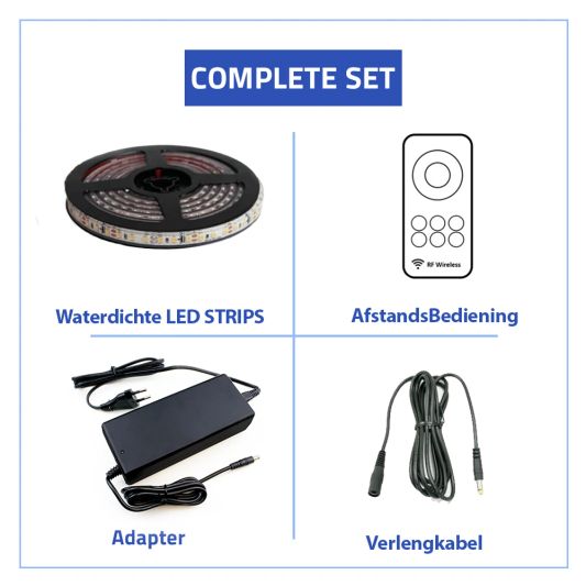 4 meter daglicht wit led strip voor buiten complete set