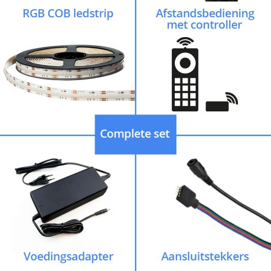 6 meter RGB led strip COB met 840 leds p/m - complete set