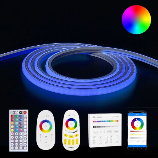 4 meter RGB Neon LED flex Midi Top View - complete set neon verlichting