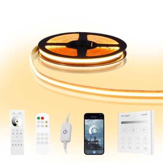 4 meter Warm Wit led strip COB met 600 leds per meter - complete set
