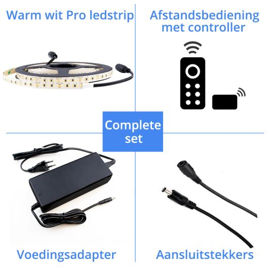 5 METER - 1200 LEDS complete led strip set Helder Wit Pro