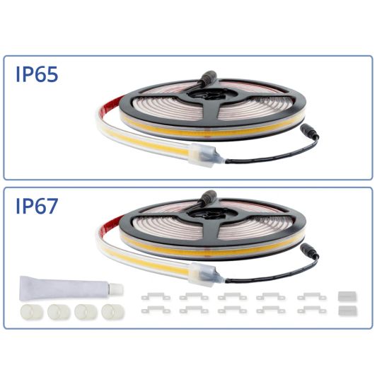 5 meter COB led strip IP65/67 24V - Warm wit 3000K - 384 leds p/m