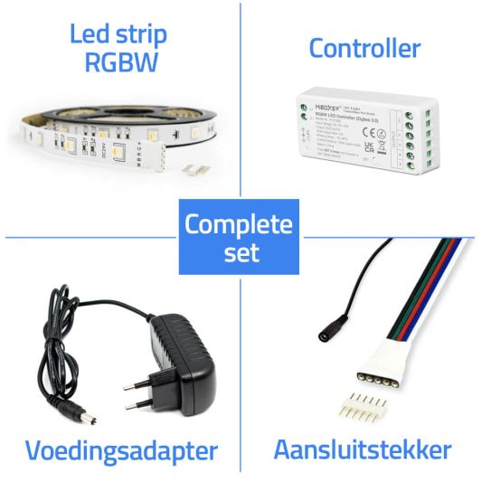5 meter complete set RGBW led strip met Zigbee controller