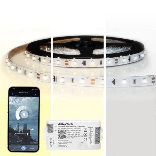 5 meter complete set witte led strip met Zigbee controller