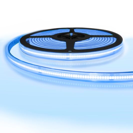 5 meter gekleurde COB led strip IP65/67 24V - Blauwe kleur - 384 leds p/m