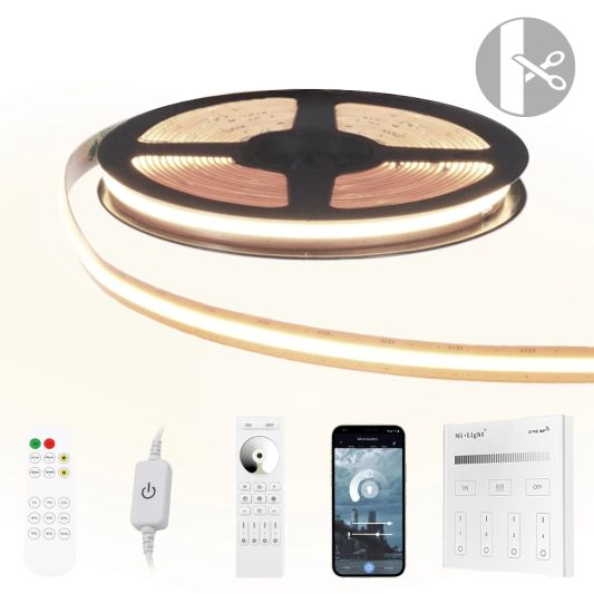 5 meter Helder Wit led strip COB met 600 leds per meter - complete set