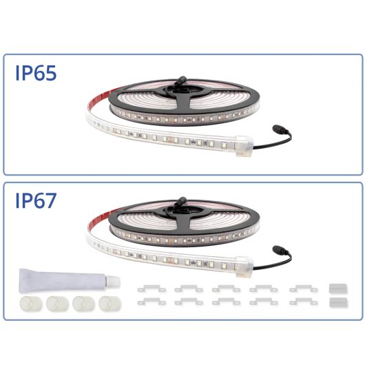 5 meter led strip IP65/67 12V of 24V - Koud wit 6500K - 120 leds p/m