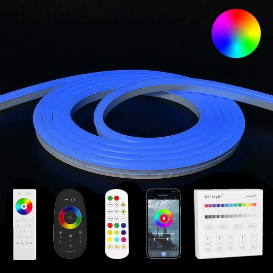 5 meter RGB Neon LED flex Maxi rond - complete set neon verlichting