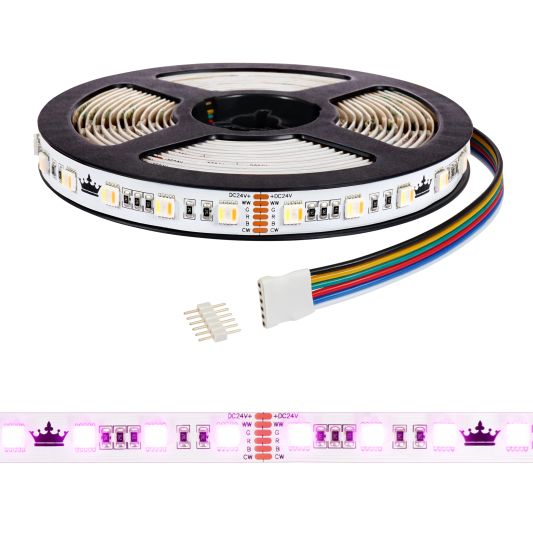 5 meter RGBWW led strip Premium met 300 leds - complete set