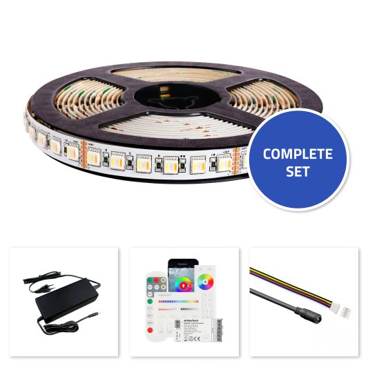 5 meter RGBWW led strip Pro met 480 leds - complete set