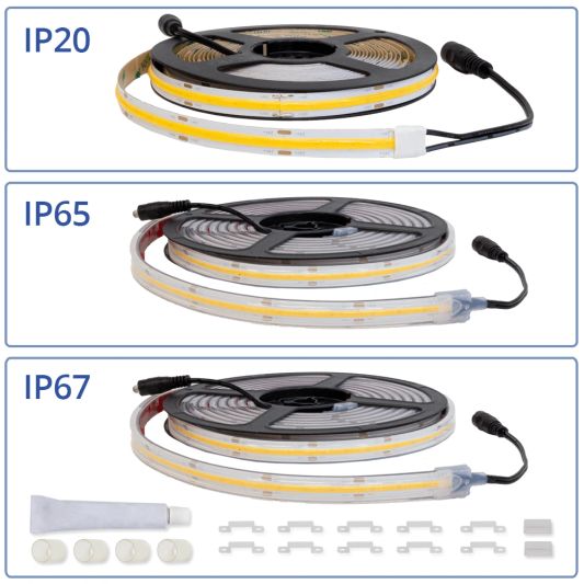 5 meter Warm Wit led strip COB met 504 leds per meter - complete set